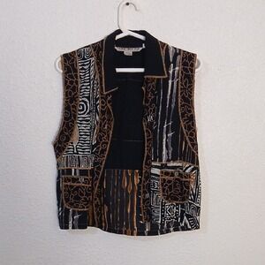 Globe Black and Brown Patterned Vest